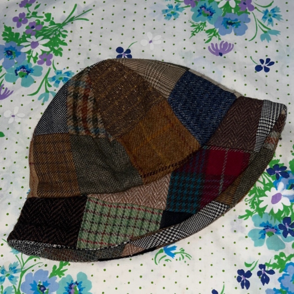 Hanna Hats of Donegal Wool Patchwork Cloche Bucket - M